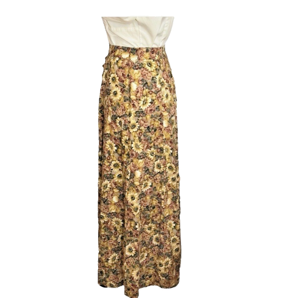 Vintage 90s Express Floral Maxi Skirt S Button Front Elastic Waist Fairy Grunge - Picture 6 of 11